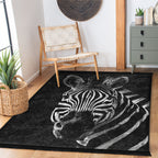 Zebra Noir Kaymaz Taban Yıkanabilir Dikdörtgen, Kare Halı