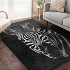 Zebra Noir Kaymaz Taban Yıkanabilir Dikdörtgen, Kare Halı