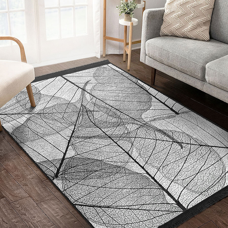 “Yaprak İzleri” Kaymaz Taban Yıkanabilir Dikdörtgen, Kare Halı