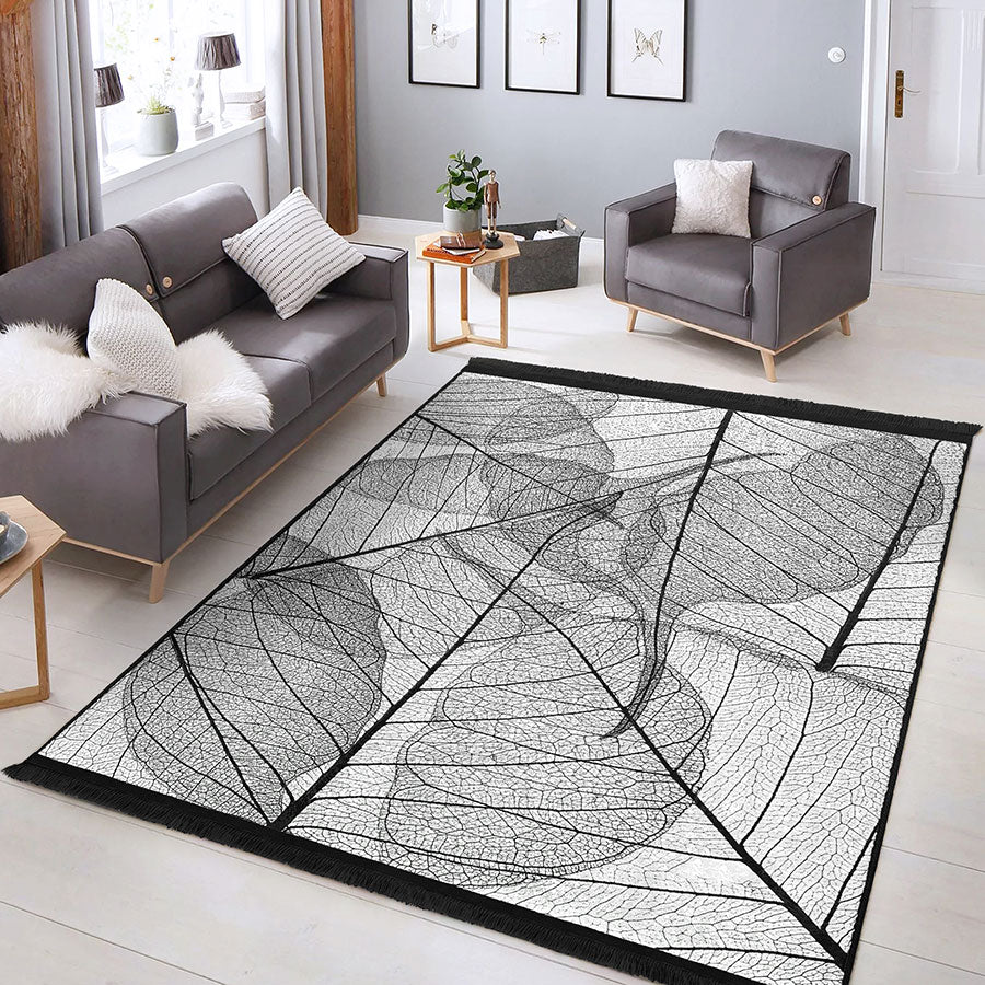 “Yaprak İzleri” Kaymaz Taban Yıkanabilir Dikdörtgen, Kare Halı