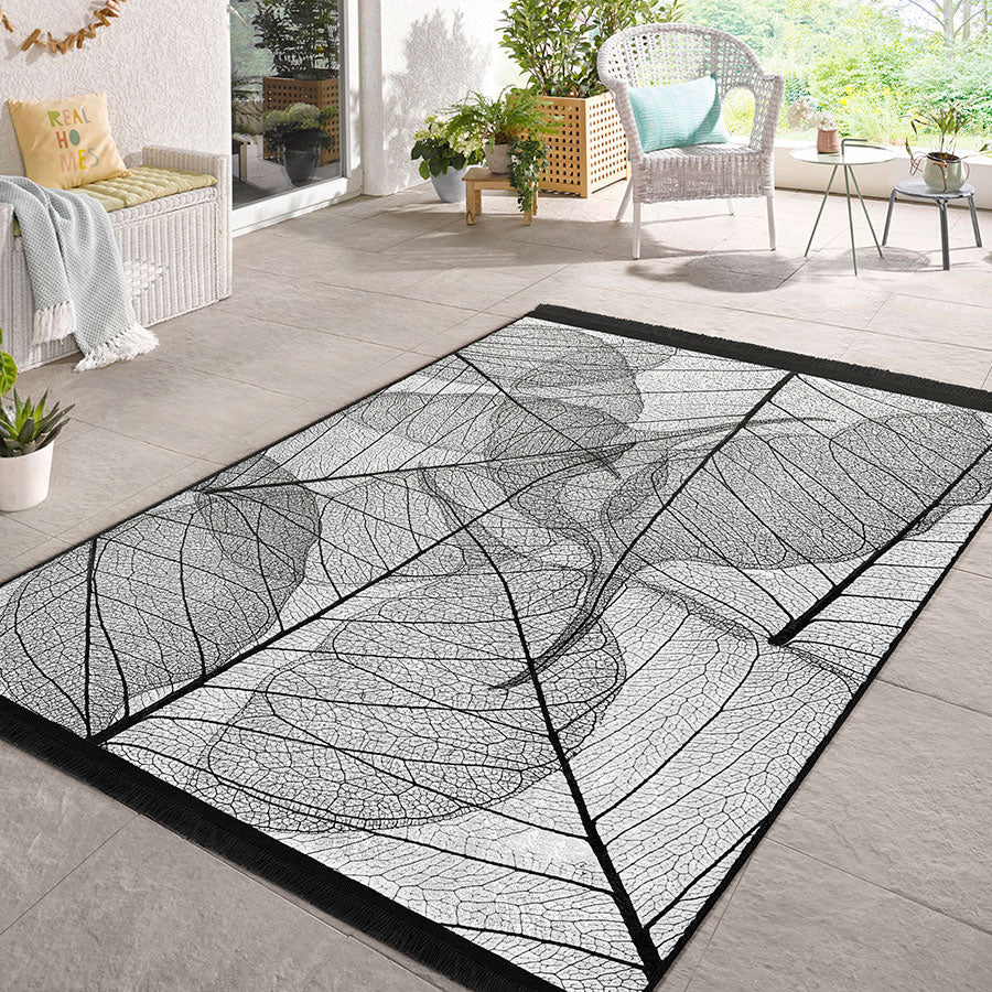 “Yaprak İzleri” Kaymaz Taban Yıkanabilir Dikdörtgen, Kare Halı