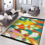 “Renkli Dallar ” Kaymaz Taban Yıkanabilir Dikdörtgen, Kare Halı