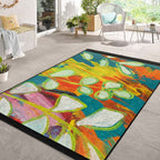 “Renkli Dallar ” Kaymaz Taban Yıkanabilir Dikdörtgen, Kare Halı