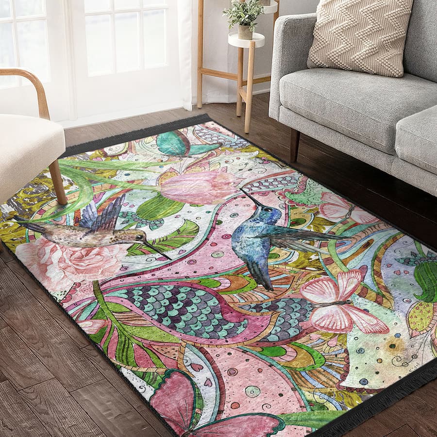 “Kuş Masalı ” Kaymaz Taban Yıkanabilir Dikdörtgen, Kare Halı