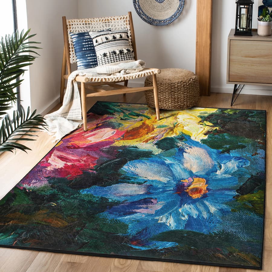 “Gece Çiçeği ” Kaymaz Taban Yıkanabilir Dikdörtgen, Kare Halı