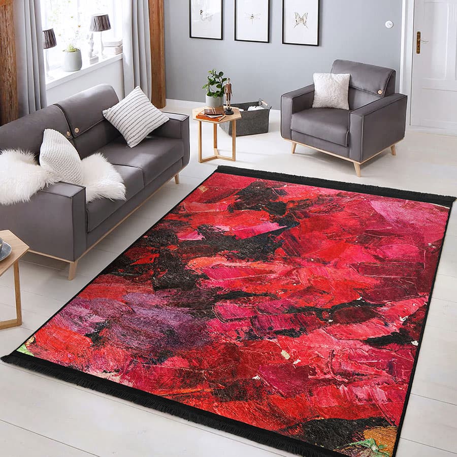 “Kızıl Alev ” Kaymaz Taban Yıkanabilir Dikdörtgen, Kare Halı