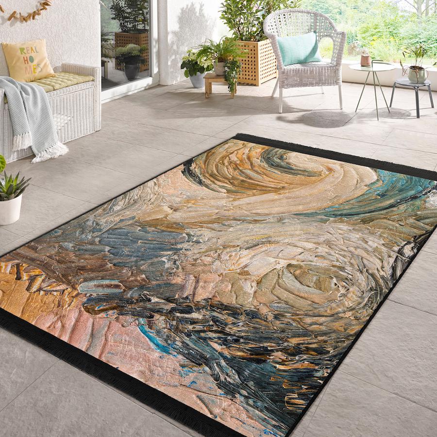 “Toprak Dansı ” Kaymaz Taban Yıkanabilir Dikdörtgen, Kare Halı