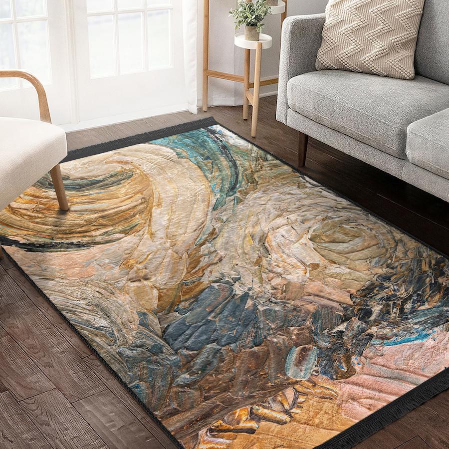 “Toprak Dansı ” Kaymaz Taban Yıkanabilir Dikdörtgen, Kare Halı