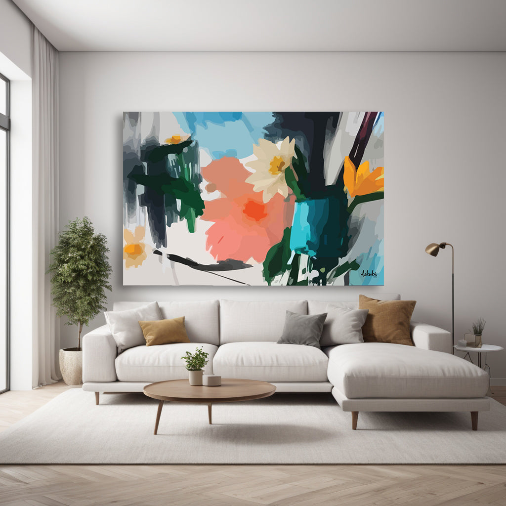 "Bahar Neşesi" Soyut Modern Tuval Dijital Kanvas Tablo