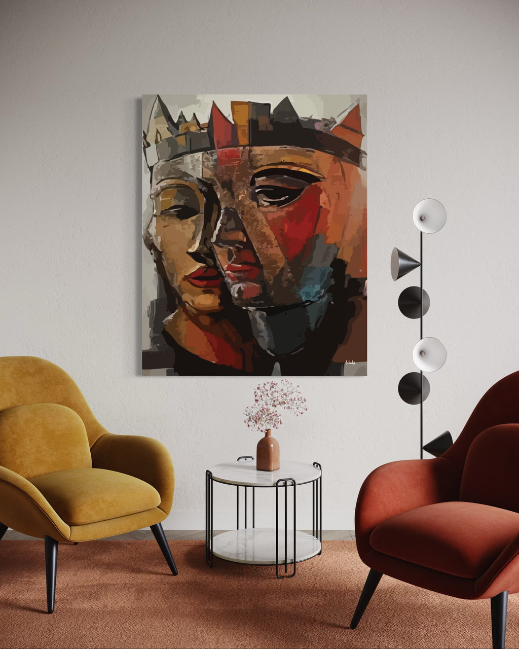 "Bir Taht, İki Yürek" Tuval Üzerine Dijital Baskı Kanvas