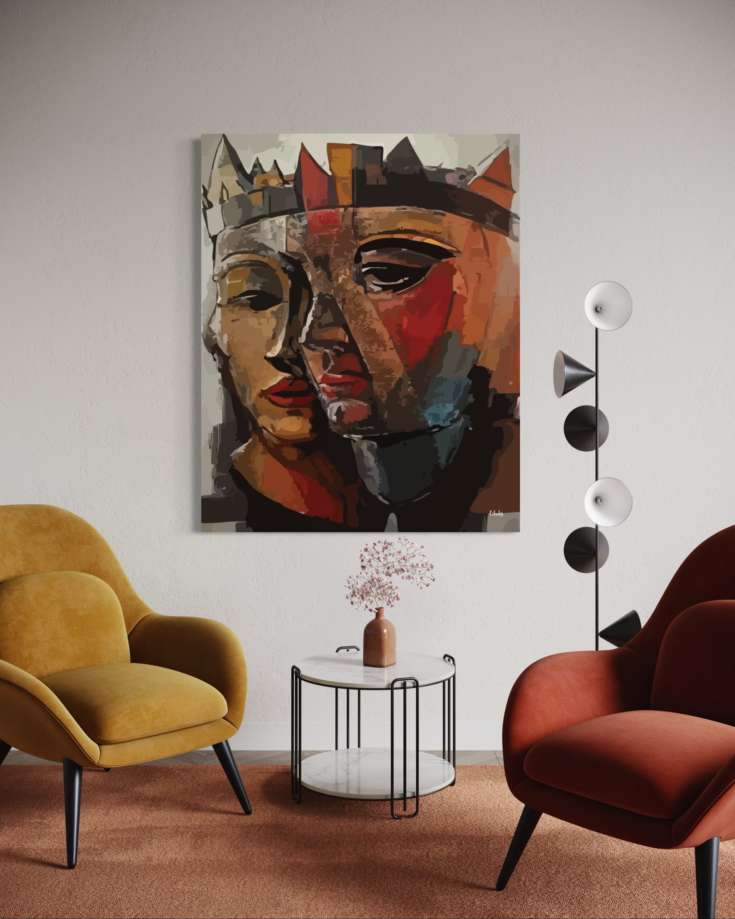 "Bir Taht, İki Yürek" Tuval Üzerine Dijital Baskı Kanvas