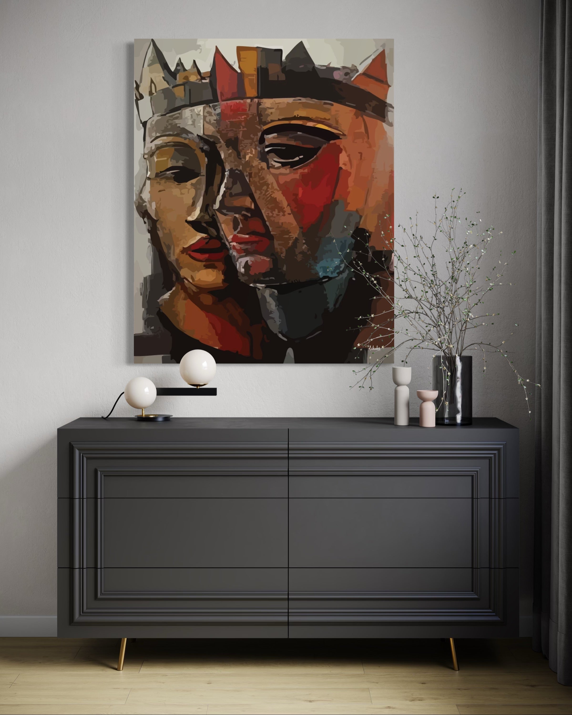 "Bir Taht, İki Yürek" Tuval Üzerine Dijital Baskı Kanvas