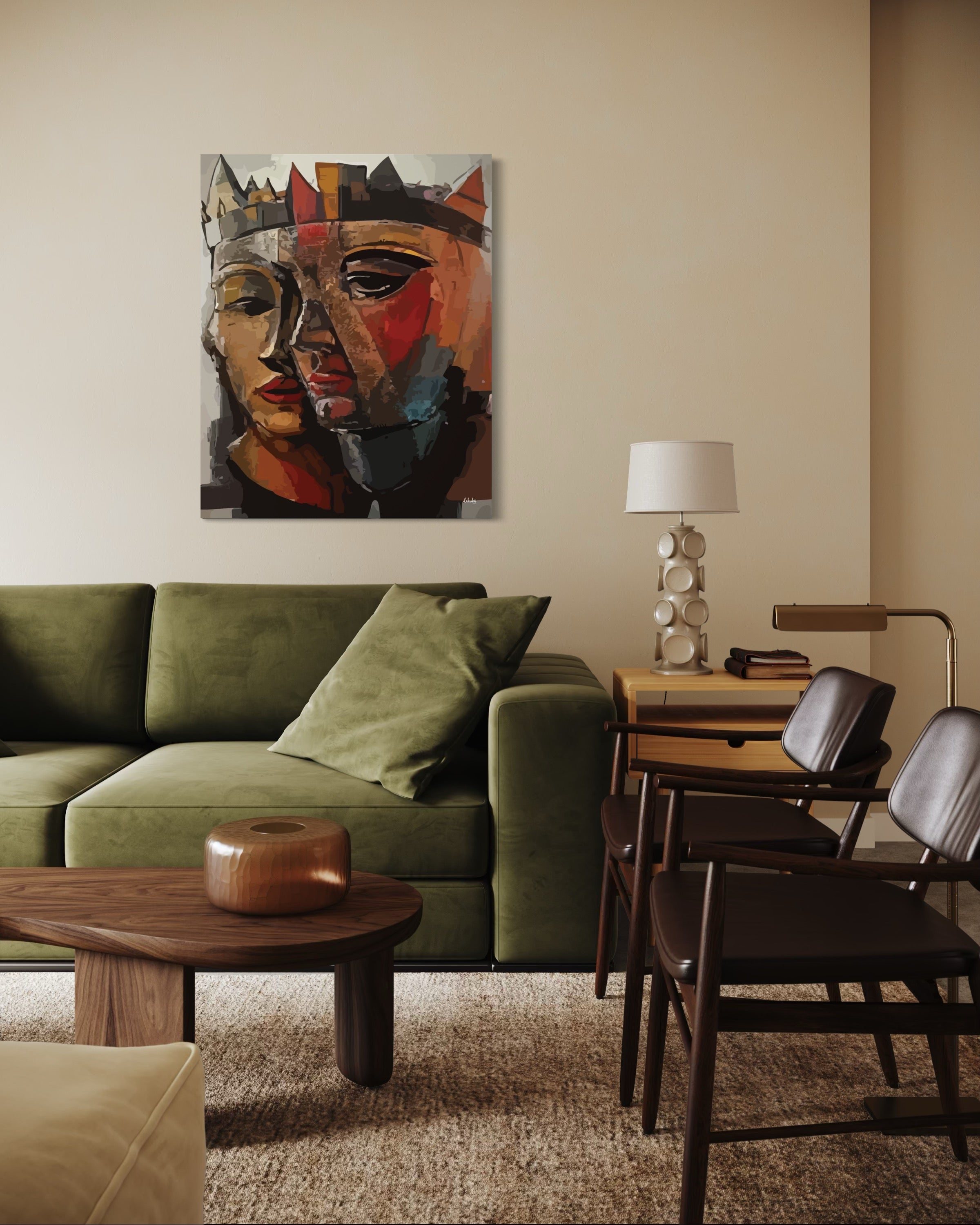 "Bir Taht, İki Yürek" Tuval Üzerine Dijital Baskı Kanvas