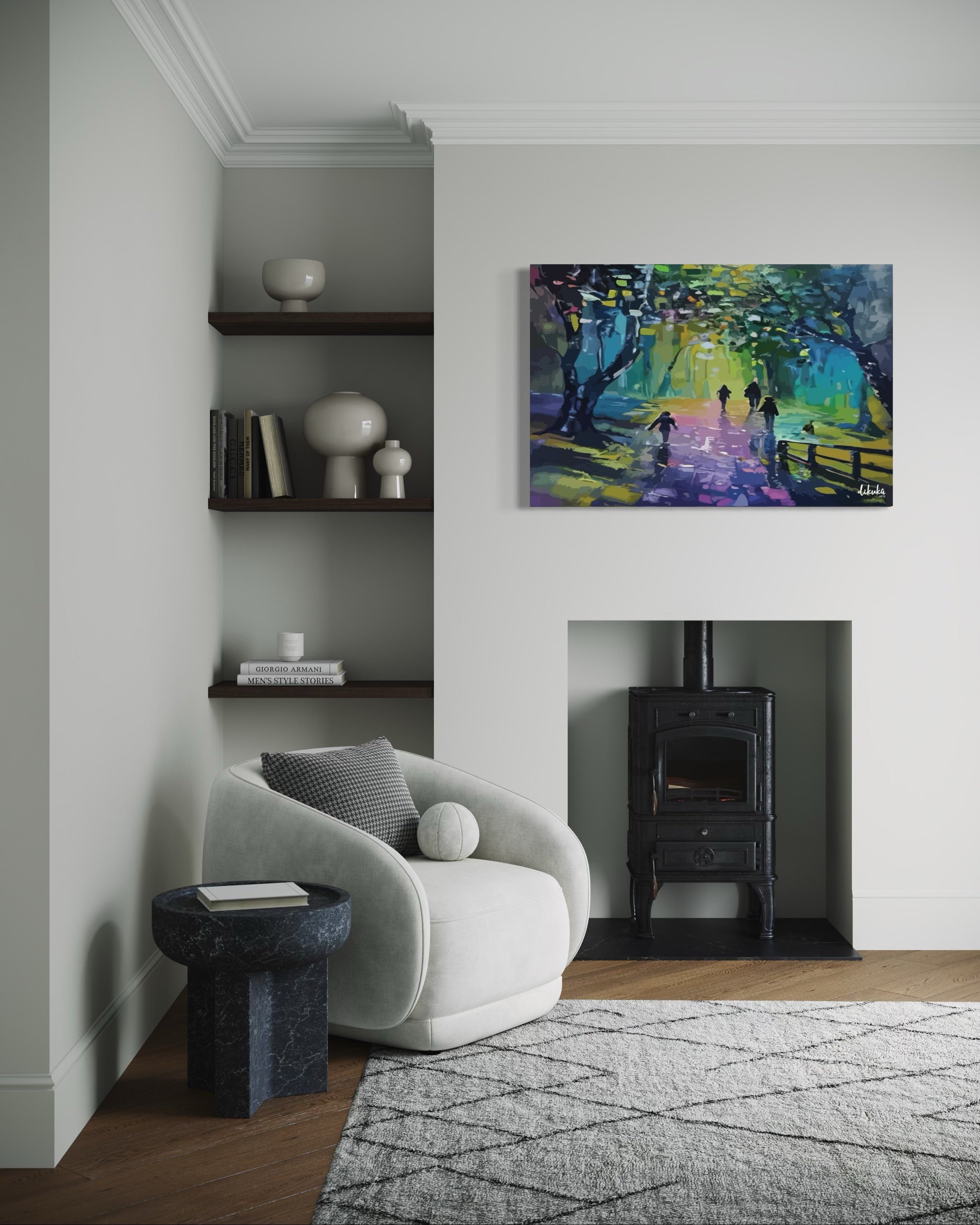 "Gökkuşağı Yolculuğu" Soyut Modern Tuval Dijital Kanvas Tablo