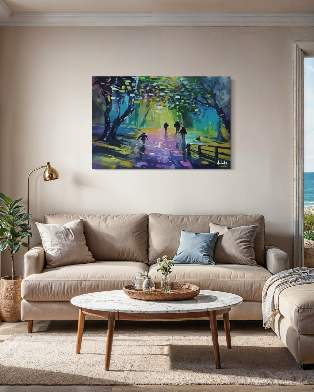 "Gökkuşağı Yolculuğu" Soyut Modern Tuval Dijital Kanvas Tablo