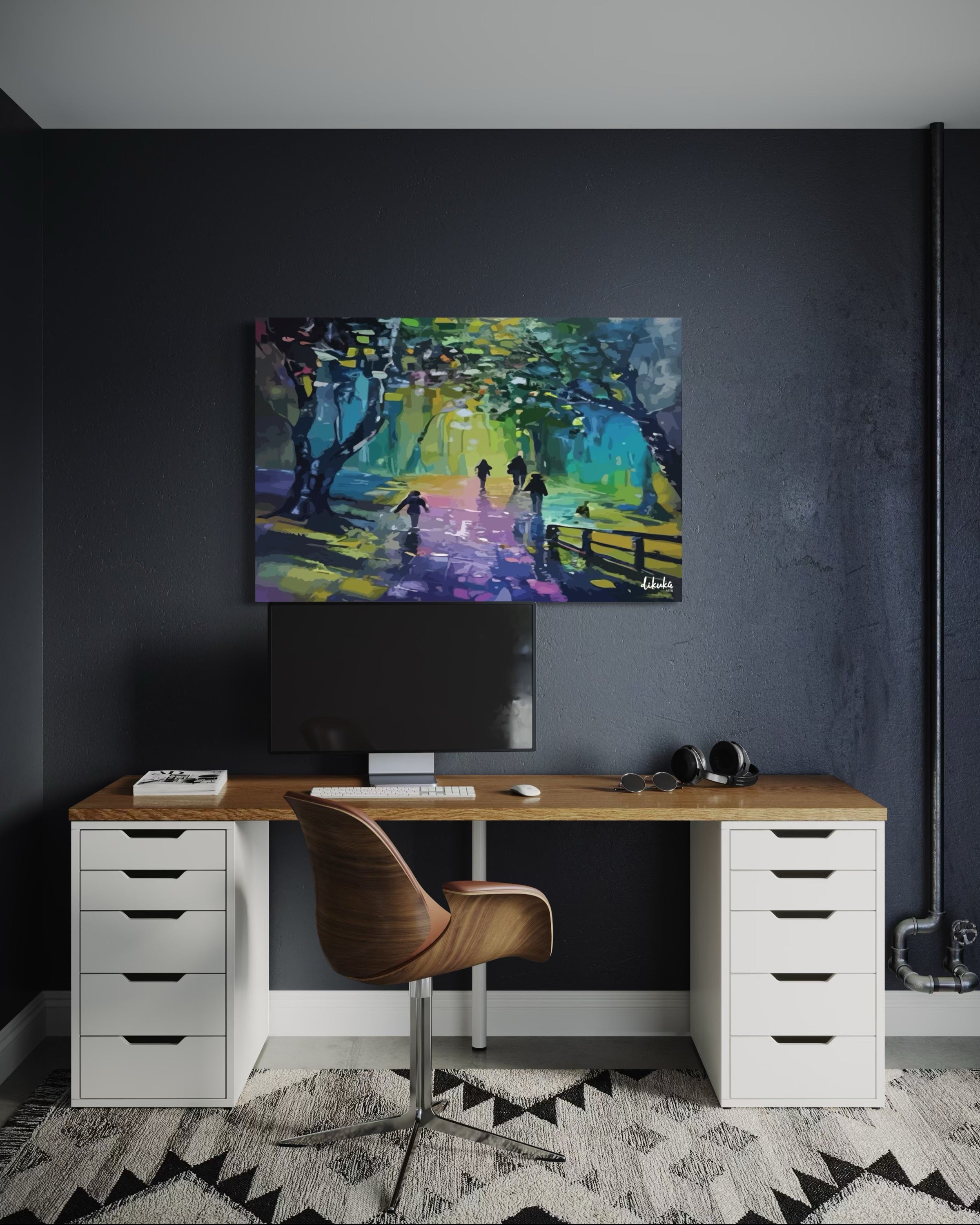 "Gökkuşağı Yolculuğu" Soyut Modern Tuval Dijital Kanvas Tablo