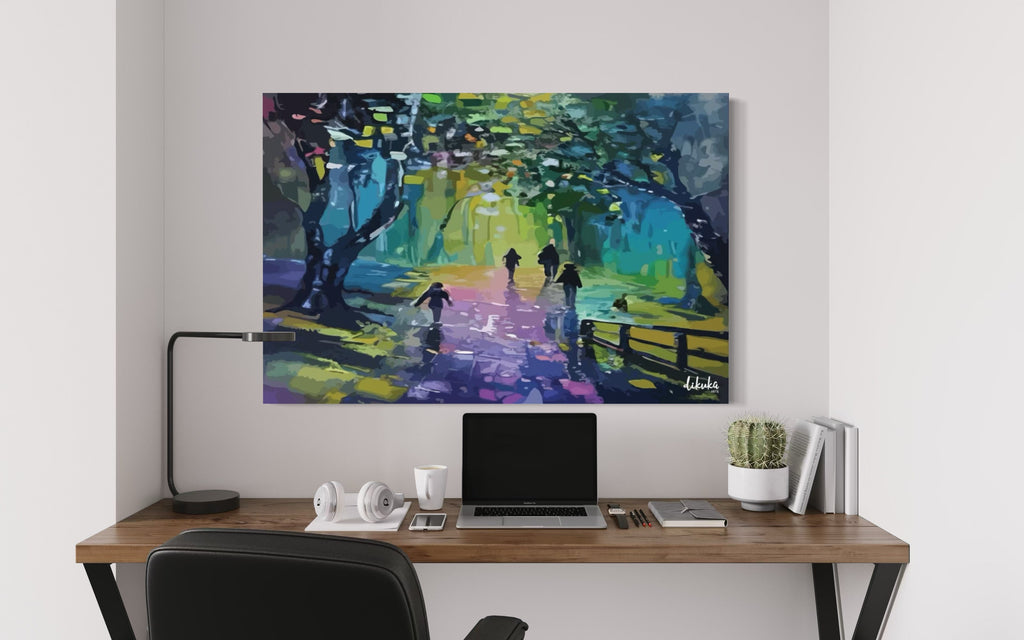 "Gökkuşağı Yolculuğu" Soyut Modern Tuval Dijital Kanvas Tablo