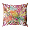 Tropikal Desenli Kuş 43x43 Yastık Kılıfı