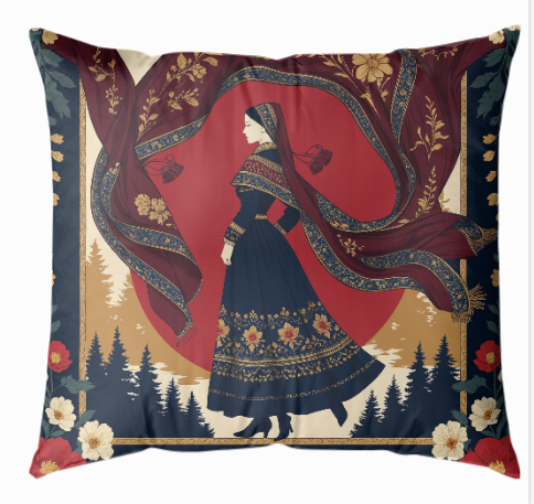 Slav Zarafeti: Pavlovo Posad Desenli Yastık Kılıfı 43x43 cm