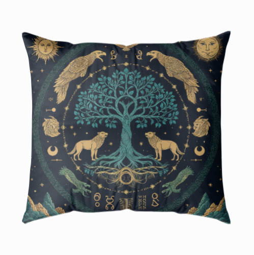 Tree of Life 2 Mitolojik Mikropetek Yastık Kılıfı 43x43 cm