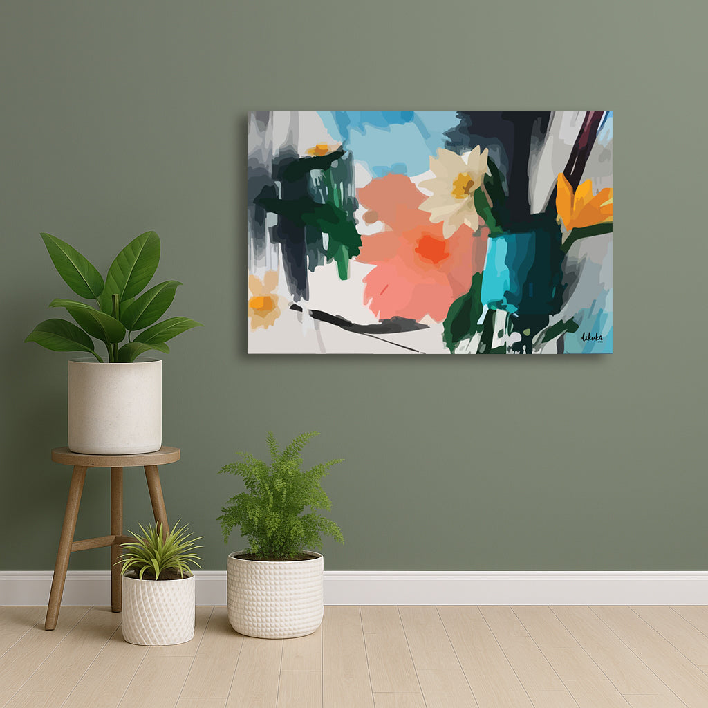 "Bahar Neşesi" Soyut Modern Tuval Dijital Kanvas Tablo