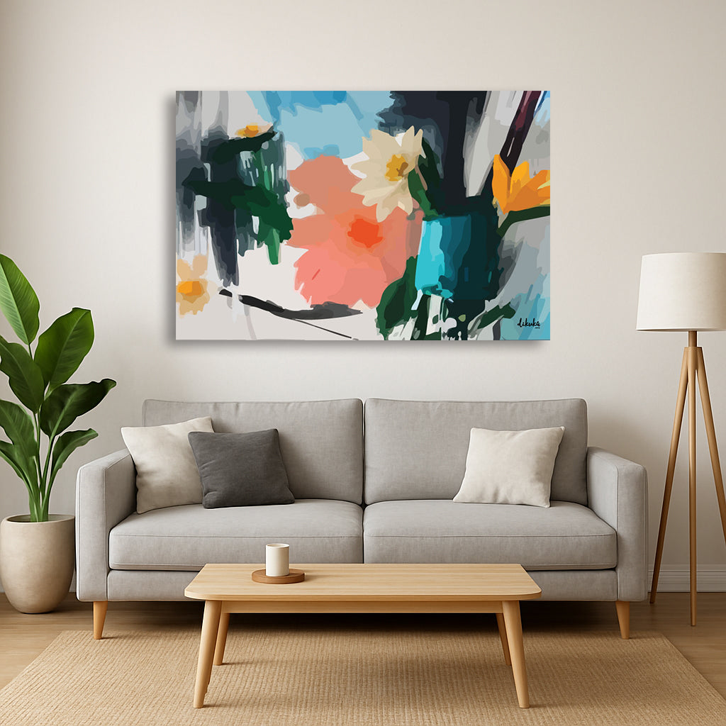 "Bahar Neşesi" Soyut Modern Tuval Dijital Kanvas Tablo