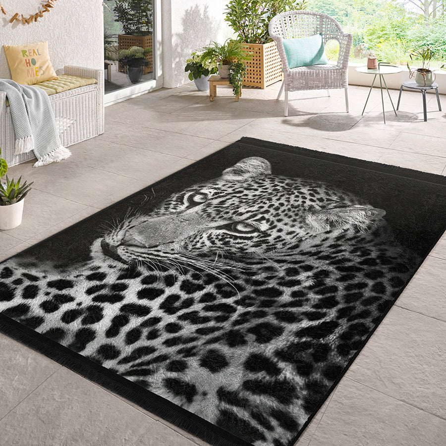 Leopard Glow Kaymaz Taban Yıkanabilir Dikdörtgen, Kare Halı