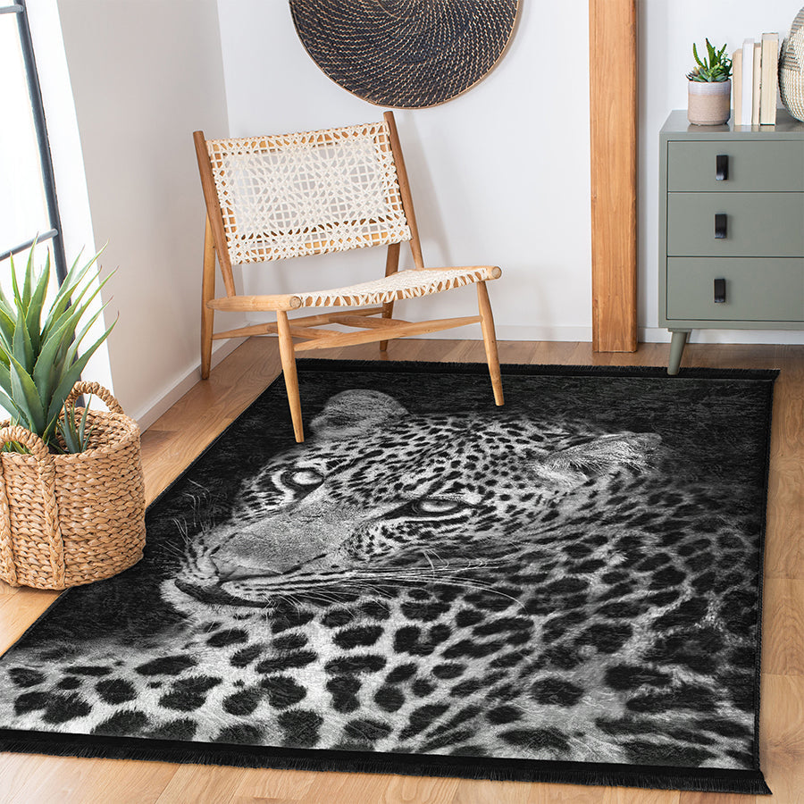 Leopard Glow Kaymaz Taban Yıkanabilir Dikdörtgen, Kare Halı