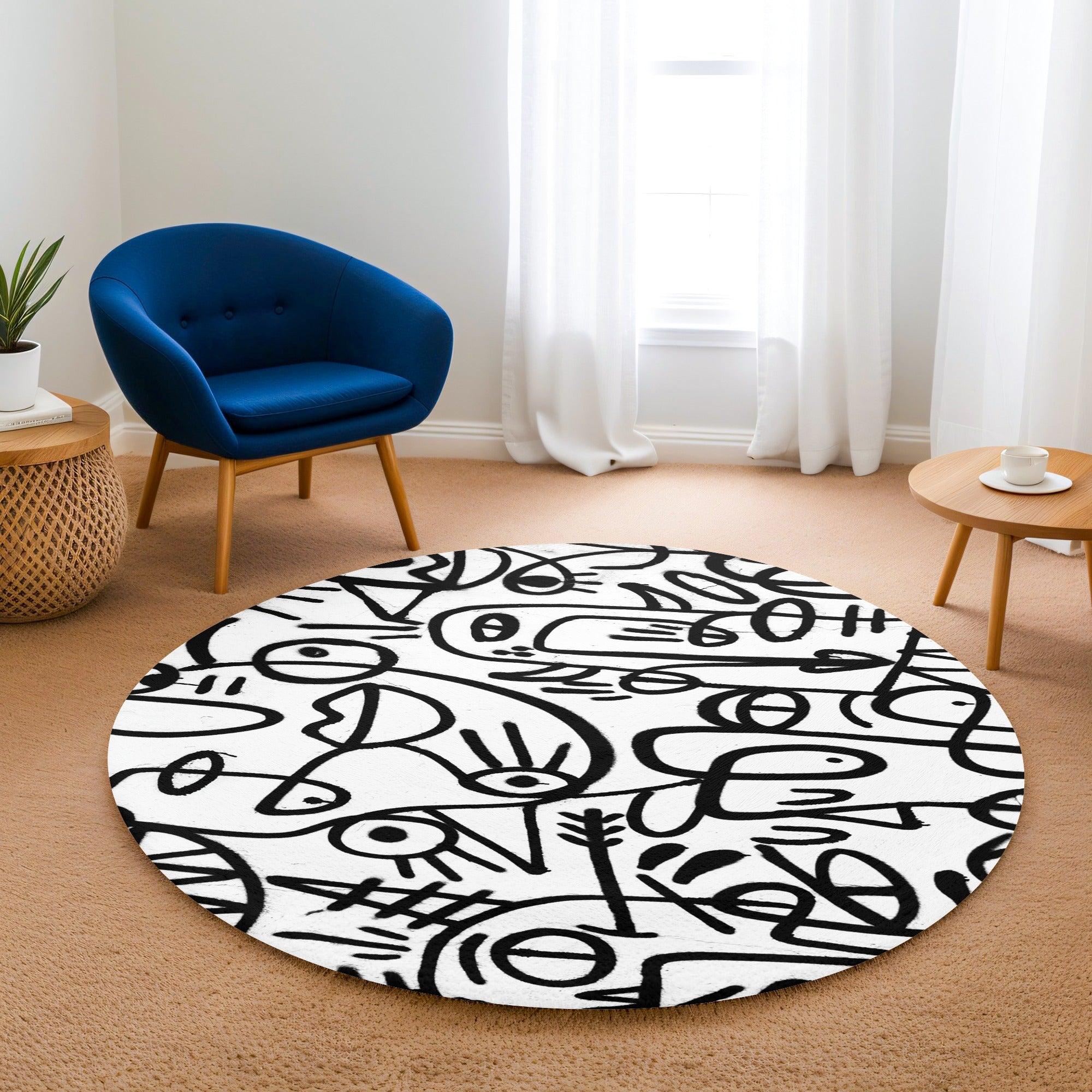 Sokak Ruhu – Barselona Çizgisi Kaymaz Taban Yıkanabilir Yuvarlak Halı