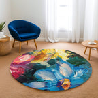 “Gece Çiçeği ” Kaymaz Taban Yıkanabilir Yuvarlak Halı