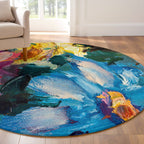 “Gece Çiçeği ” Kaymaz Taban Yıkanabilir Yuvarlak Halı