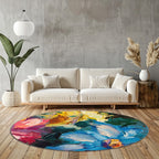 “Gece Çiçeği ” Kaymaz Taban Yıkanabilir Yuvarlak Halı