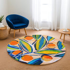 “Turunç Dalı "  Kaymaz Taban Yıkanabilir Yuvarlak Halı