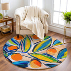 “Turunç Dalı "  Kaymaz Taban Yıkanabilir Yuvarlak Halı