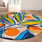 “Turunç Dalı "  Kaymaz Taban Yıkanabilir Yuvarlak Halı