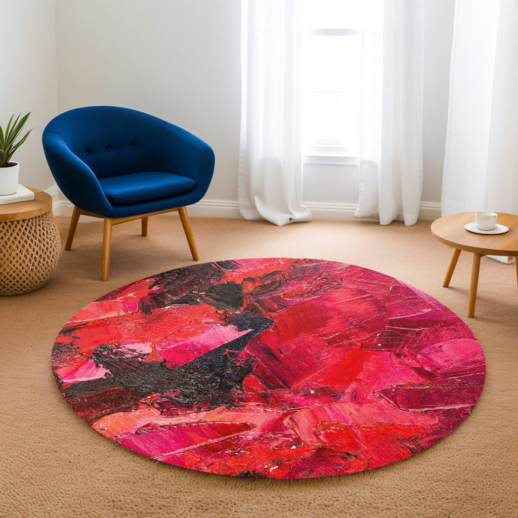 “Kızıl Alev ”  Kaymaz Taban Yıkanabilir Yuvarlak Halı