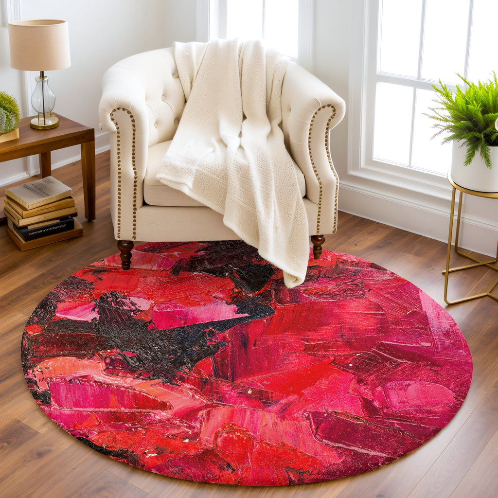 “Kızıl Alev ”  Kaymaz Taban Yıkanabilir Yuvarlak Halı