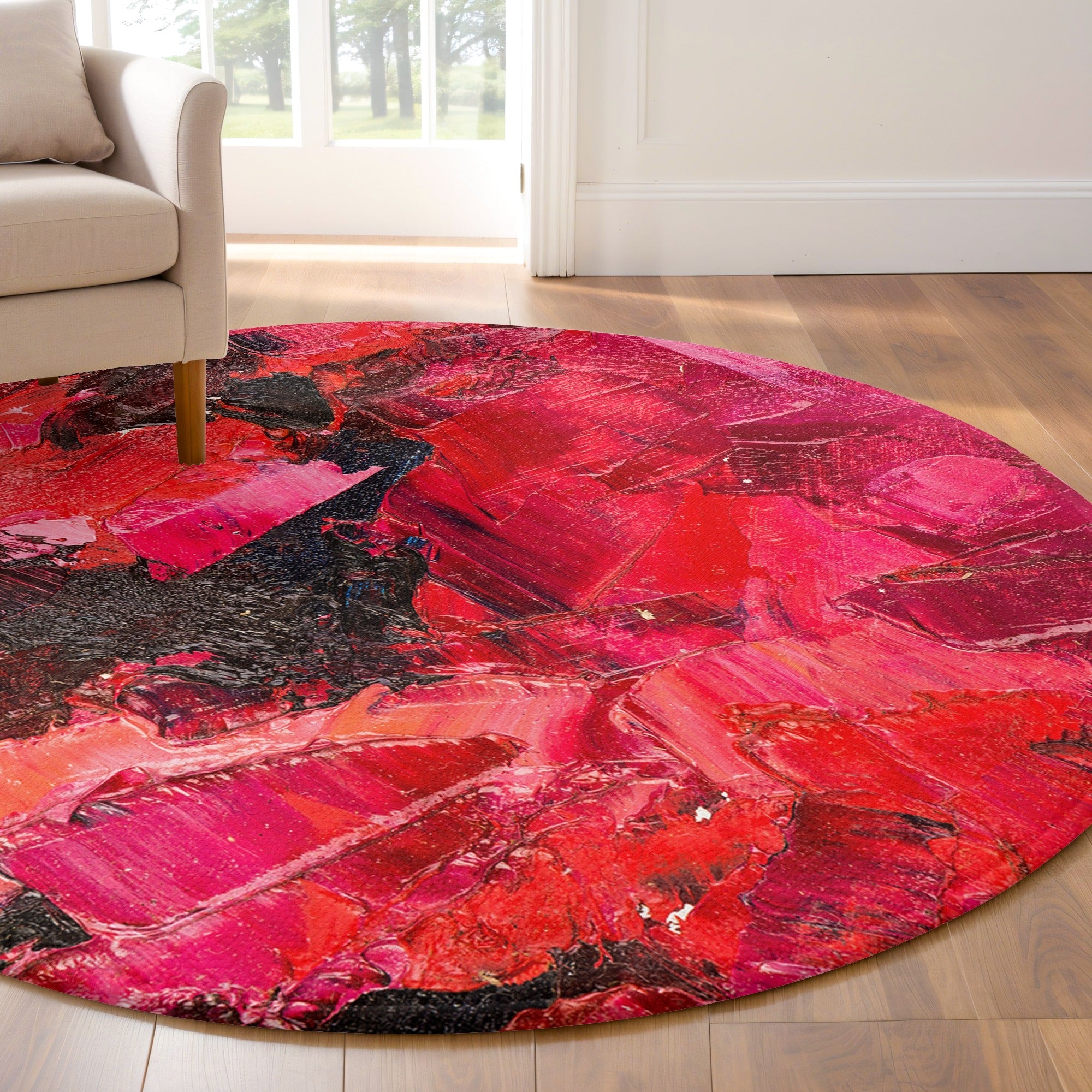 “Kızıl Alev ”  Kaymaz Taban Yıkanabilir Yuvarlak Halı