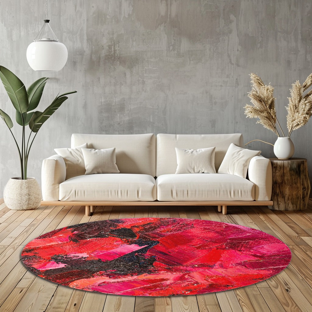 “Kızıl Alev ”  Kaymaz Taban Yıkanabilir Yuvarlak Halı
