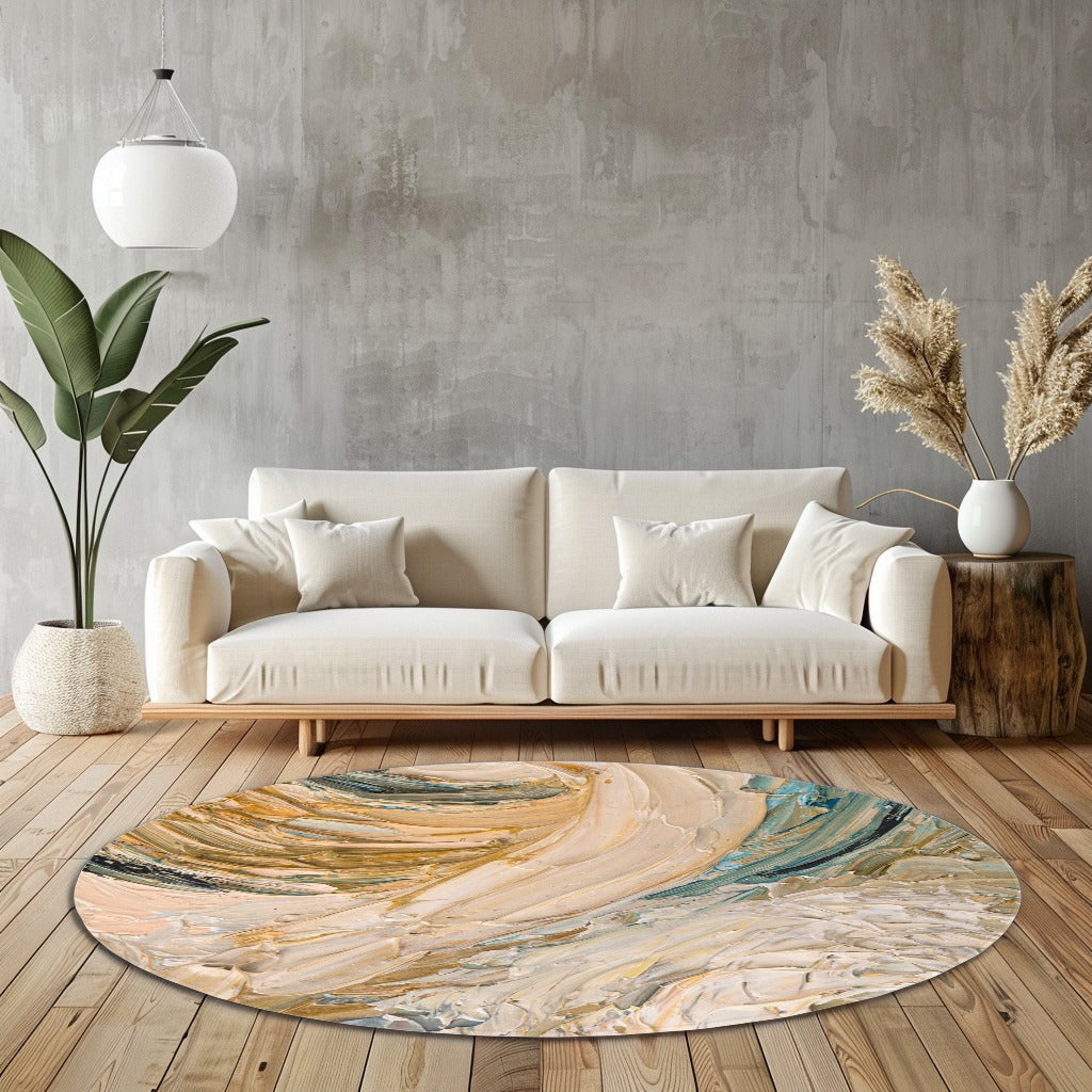 “Toprak Dansı ”  Kaymaz Taban Yıkanabilir Yuvarlak Halı