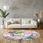 “Kuş Masalı ”  Kaymaz Taban Yıkanabilir Yuvarlak Halı