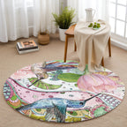 “Kuş Masalı ”  Kaymaz Taban Yıkanabilir Yuvarlak Halı