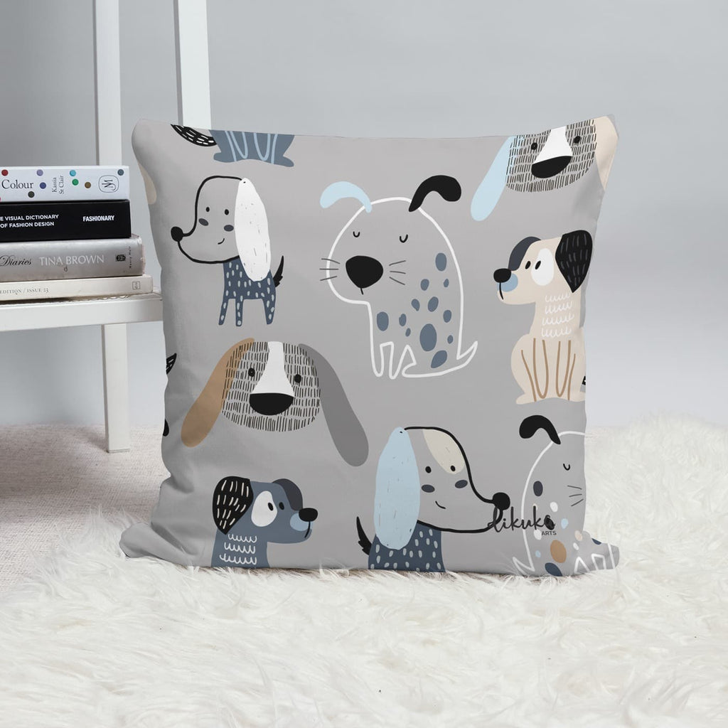 Dikuka Kids Grey Puppies Kırlent - Minikler için Yastık