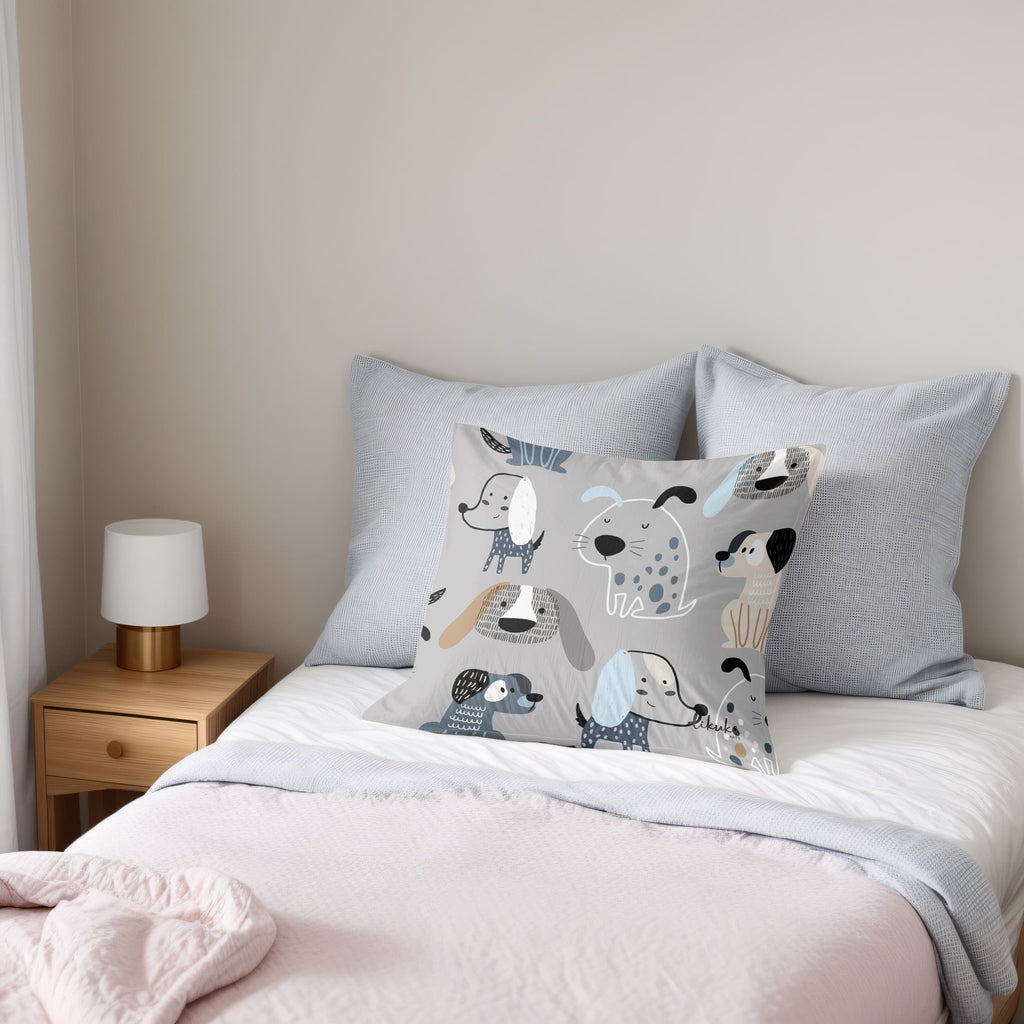 Dikuka Kids Grey Puppies Kırlent - Minikler için Yastık