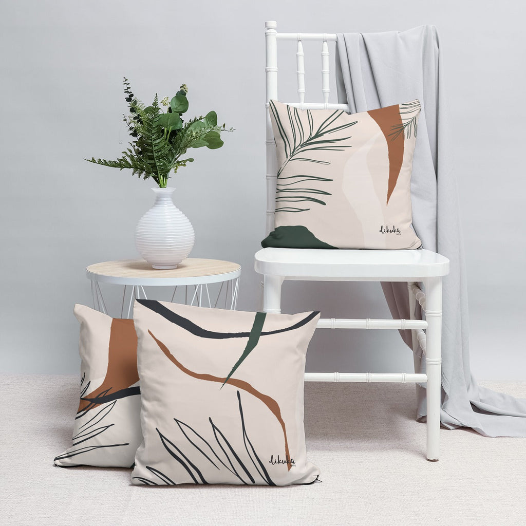 Dusky Botanica Toprak Tonları 3'lü Yastık Kılıfı Seti