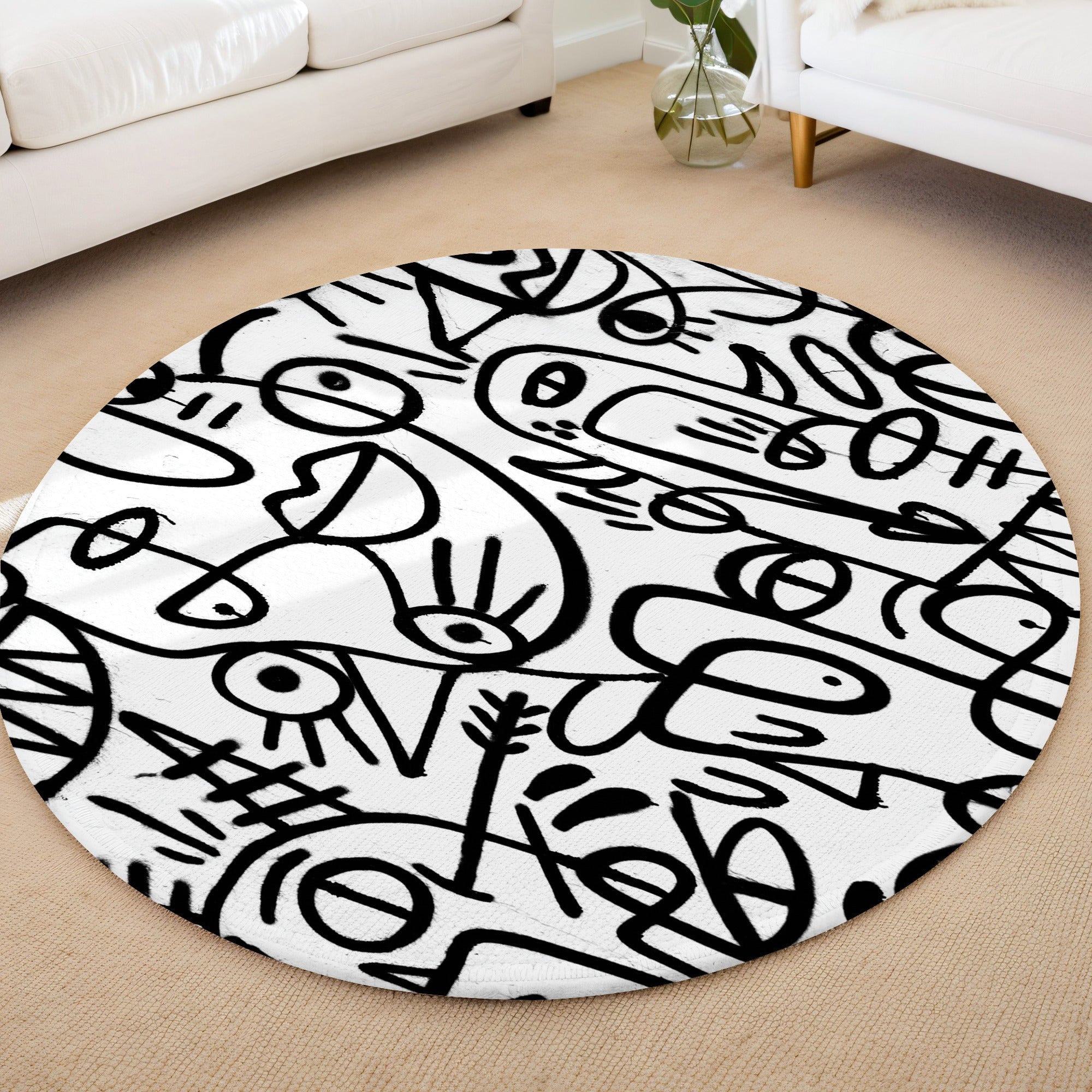 Sokak Ruhu – Barselona Çizgisi Kaymaz Taban Yıkanabilir Yuvarlak Halı