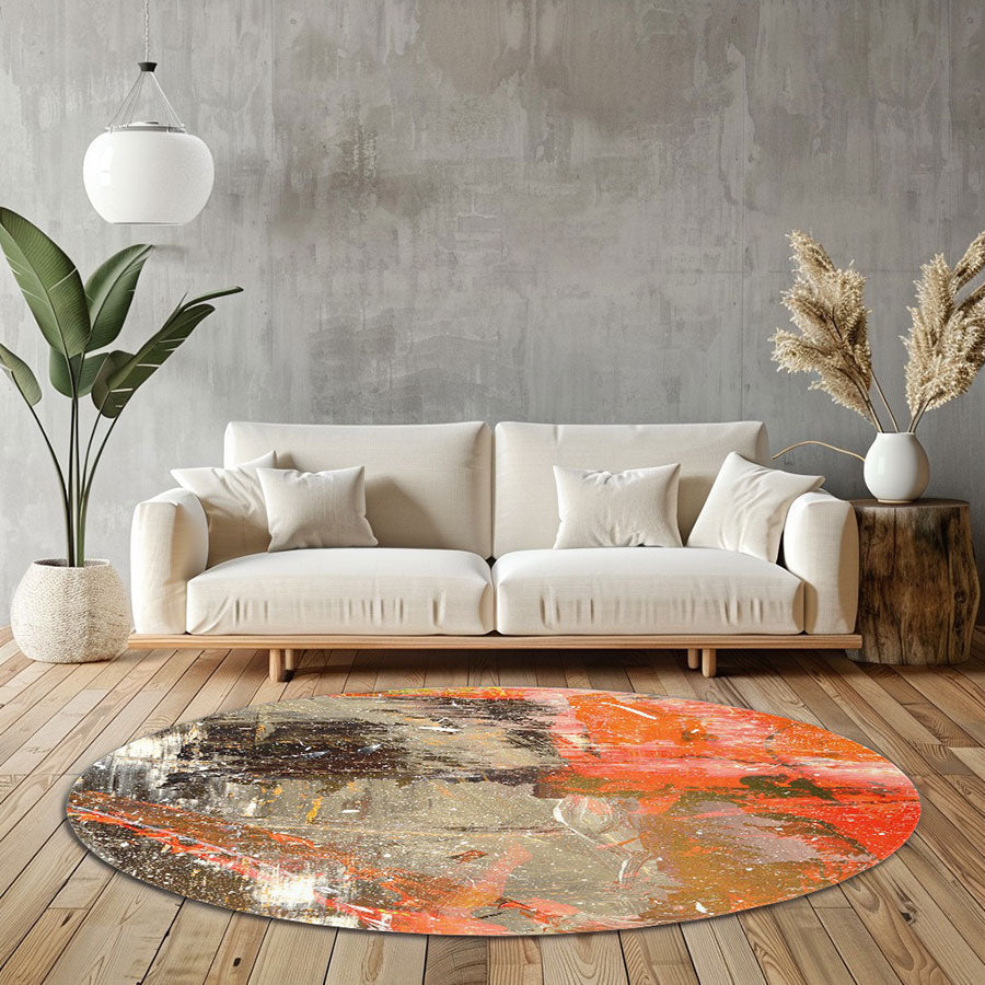 Yanık Toprak –  Kaymaz Taban Yıkanabilir Yuvarlak Halı